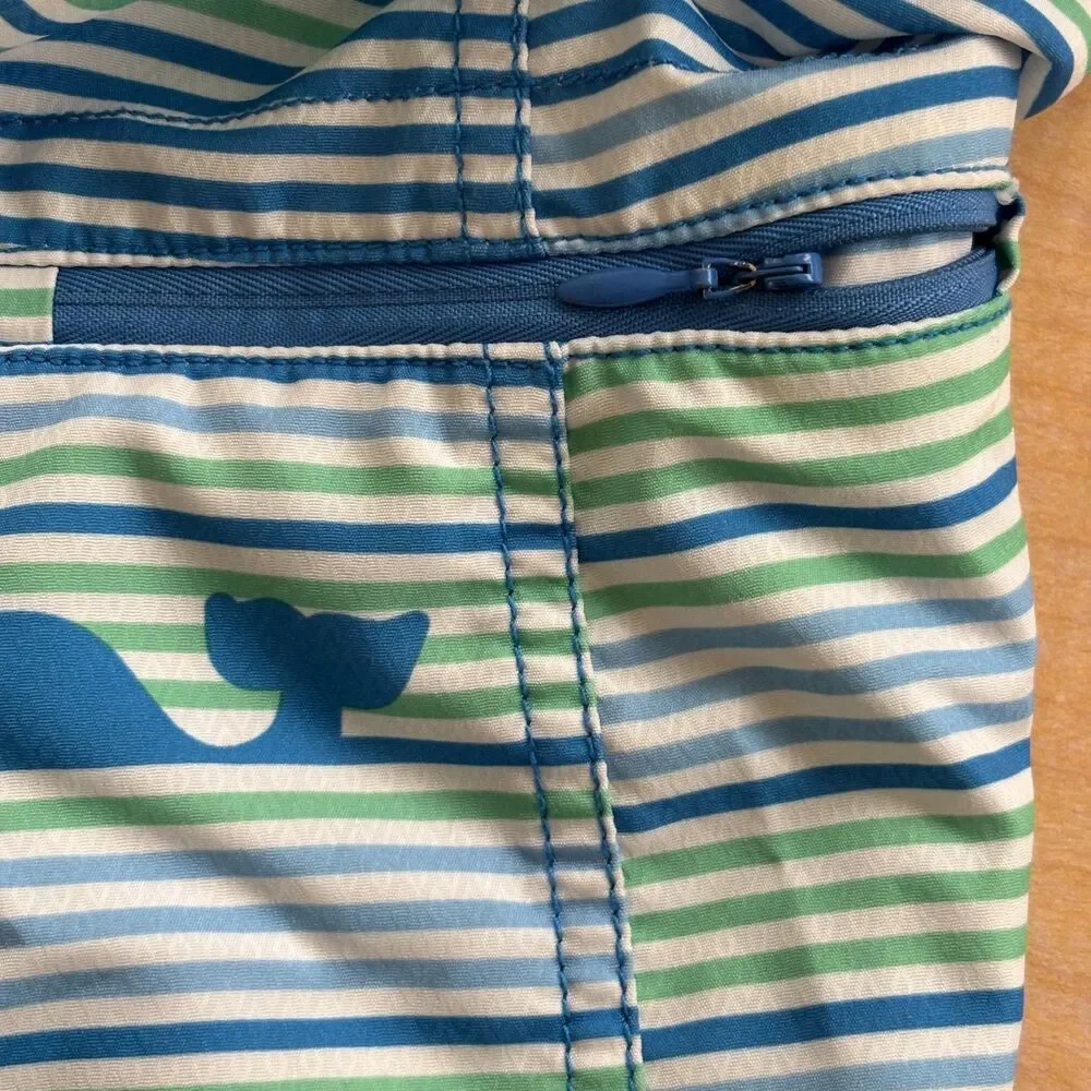 Vineyard Vines Swim Trunks Men's Size 32 Blue Striped Whale Pockets Drawstring